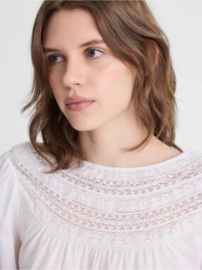 NWT MADEWELL Lace Insert High Neck Top size women’s medium
